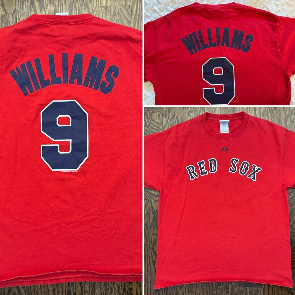 Majestic Y2K 2000-х Ted Williams красный Boston Red Sox Джерси #9 рубашка мужчин L - Изображение 2 из 4