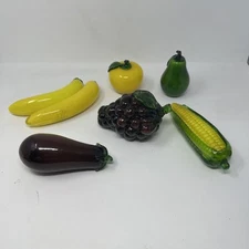 Murano-Style Hand-Blown Glass Fruits and Vegetables Lot of 7 Vintage