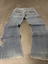 Y2K Vintage Bootcut Jeans Bestickte Schmetter...