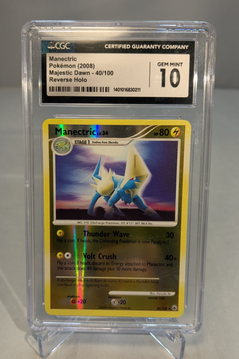 2008 Pokemon Majestic Dawn Manectric Reverse Holo #40 2008 CGC 10