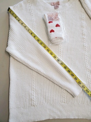 Women's Emma's Expressions Maternity Sweater Pullover Sz XL Ivory NWT Incl Socks - Picture 5 of 11