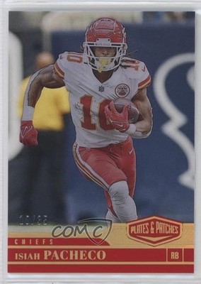 2023 Panini Plates & Patches Gold 10/35 Isiah Pacheco #77 m1k