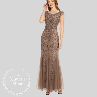 Adrianna Papel TALL UK16 EU44 Beaded Mother of the Bride Art Deco Maxi Dress
