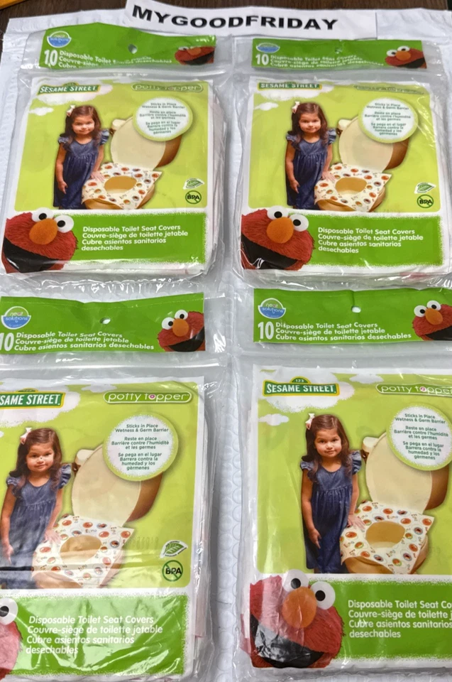 LOTE DE 4: TOPPER PARA ORINAL CALLE SÉSAMO 40 fundas de asiento desechables adhesivas en el lugar Foto 2 de 3