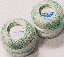 Lot of 2 Balls Coats  Clark Tatting Thread Size 70 125 Yards GREEN Variegated
