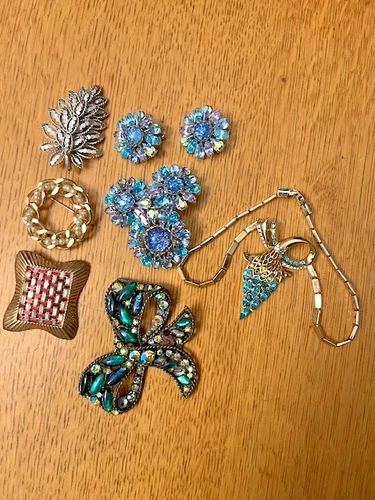 Vintage marked costume jewelry lot - Art, Trafari, Weiss, Barclay,Craft