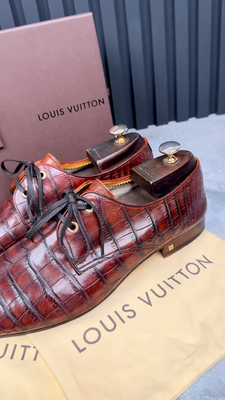 Louis Vuitton Derby Lace Up Alligator Crocodile Brown Leather 11