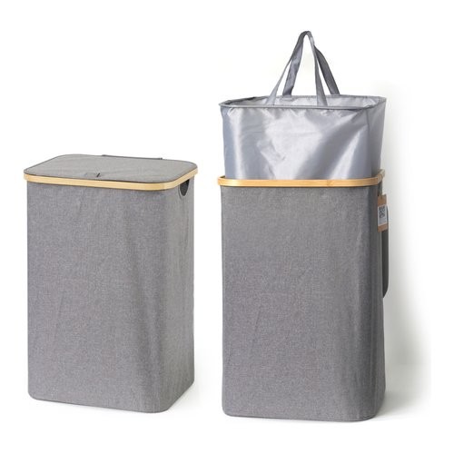 Amicasa Art.12 Cesto Lavanderia Tessuto Grigio 40x33x60cm | Minimal Chic