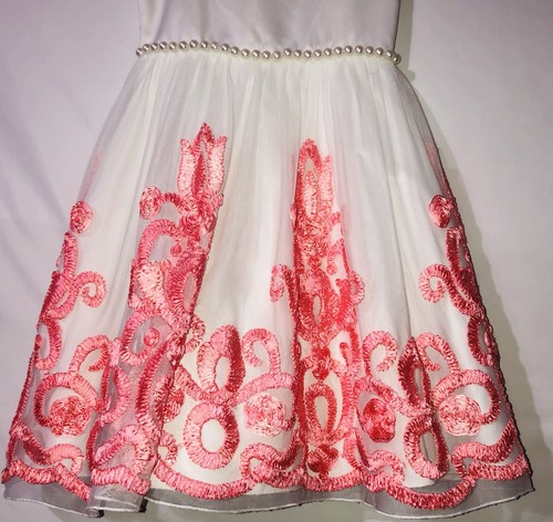 American Princess Embellished Formal Dress Girls Size 7 Corral & Cream Pageant - Picture 7 of 24