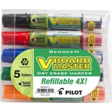 PILOT V Board Master Refillable Dry-Erase Markers, Bullet Tip, Assorted Color In
