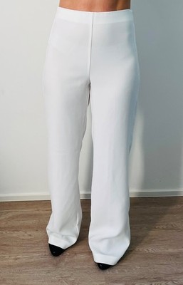 Mango White Wide Leg Trousers Women EU36 UK8 High Waist Summer Pants
