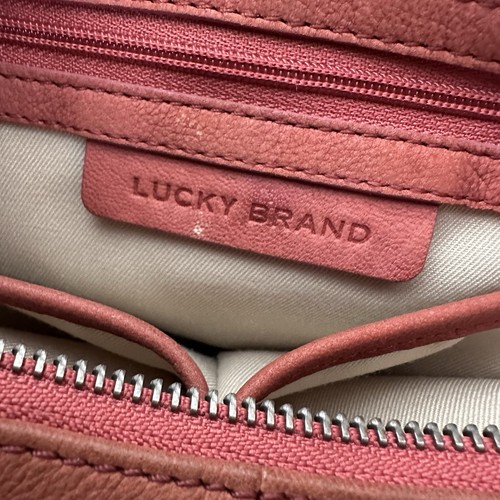 Lucky Brand Bag Red Leather Baquette Bag Crossbody Tassled Metal Logo Charm - Picture 12 of 17