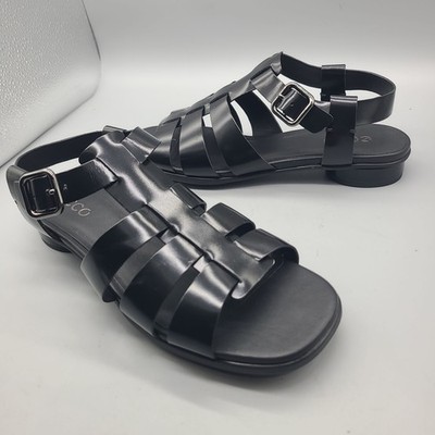 ECCO Sculpted Alba 25 Fisherman Sandal Off Black leather EU 40 US 9-9.5 NEW
