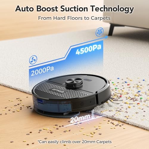 Robot Vacuum and Mop Combo 4500Pa Max Suction with LiDAR Navigation Smart - Picture 6 of 7