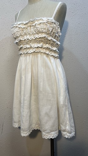 American Eagle AE Spaghetti Strap Crochet Mini Dress Size Medium White Sundress - Picture 12 of 19