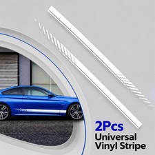 2pcs White Car Cover Decals Graphics Car Body Side Stickers Sports Racing Stripe