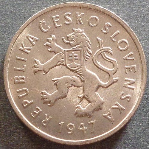 Czechoslovakia, Cu-Ni 2 Koruny, 1947, toned - Picture 2 of 2