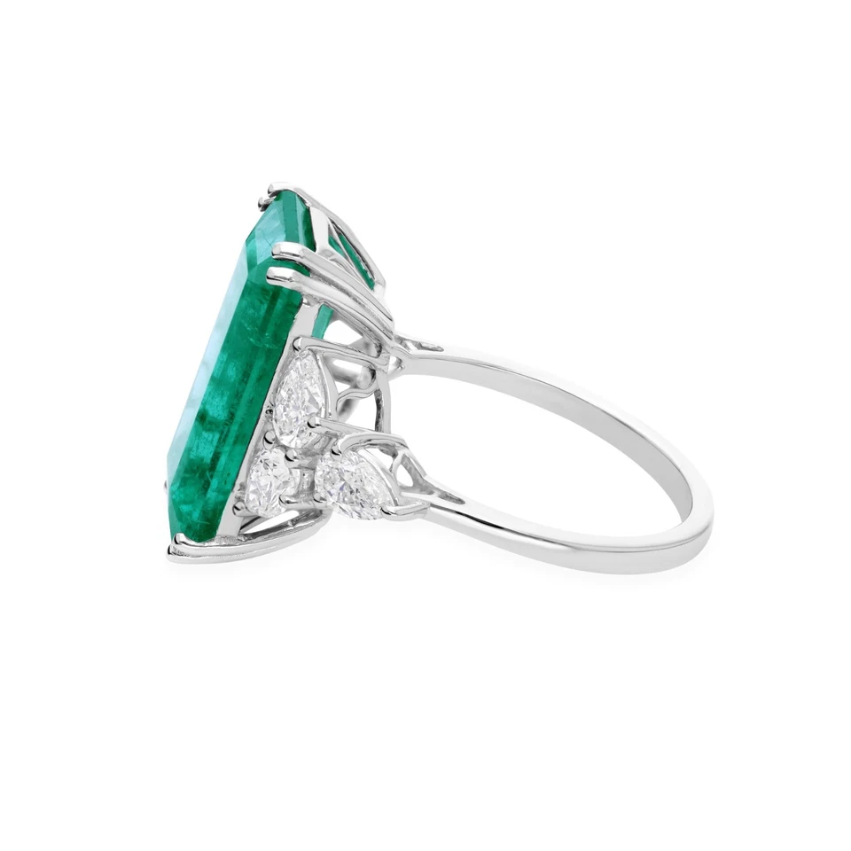 7.72TCW Sambianischer Smaragd Si / H Diamant Cocktail Verlobungsring 14k - Bild 3 von 4