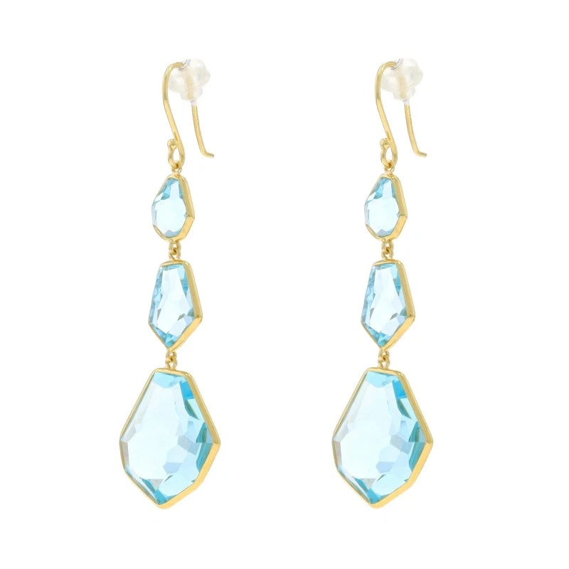 Pendientes colgantes Ippolita topacio azul oro amarillo 18k facetado doble cabujón Foto 3 de 4