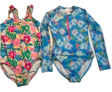 Cat Jack Girls LARGE 10/12 Bathing Suit 1 pcs UV Sun Beach Ruffle Zipper QTY 2