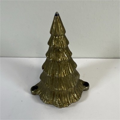 Gold Metal Christmas Tree Decor 4 in Tall Artificial Collectible