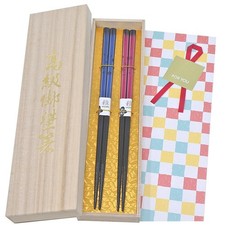 Wakasa Lacquered Couple Chopsticks Silver Ion Antibacterial Japan