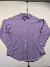 UEC Men's 17.5 34/35 Custom Fit Polo Ralph Lauren Purple Long Sleeve Dress Shirt