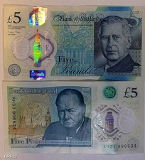  2 X £5 Pound English Banknotes King And Queen RARE  POLYMER NOTES AU Bills