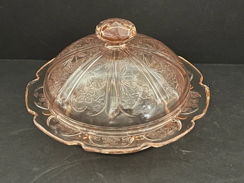 PERFECT DEPRESSION JEANNETTE CHERRY BLOSSOM PINK ROUND COVERED BUTTER DISH