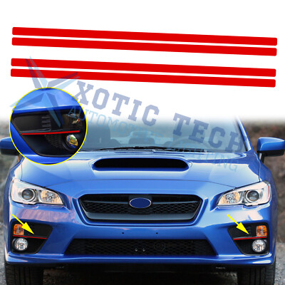 JDM Red Front Fog Light Driving Lamp Vinyl Overlay Stickers For Subaru WRX STI