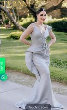 Terani Couture Evening Gown Silver Size 16