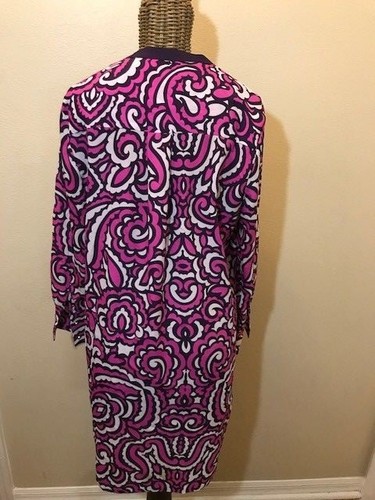 JUICY COUTURE - PINK PURPLE WHITE MULTI-COLOR LONG SLEEVE DRESS - M - Picture 2 of 3