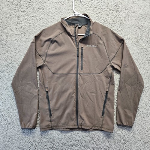 Eddie Bauer Jacket Mens Size Small Gray Softshell Full Zip Mock Neck