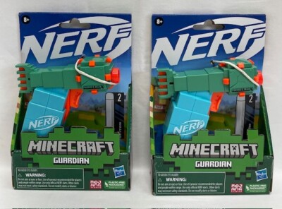 Set of 2 Nerf MicroShots Minecraft Guardian Mob Design Mini Blasters & Two Darts