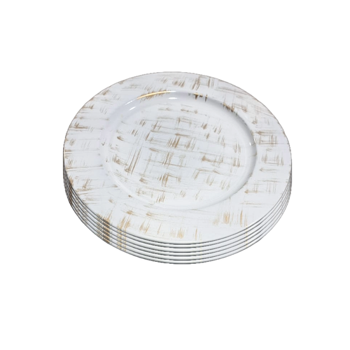Praisedeco Metal 12" white and Golden Textured charger Plate set of 6 for events - Picture 5 of 9