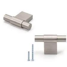 6 Pack Brushed Nickel Cabinet Knobs 1.8" T Bar Drawer Pulls & Knobs