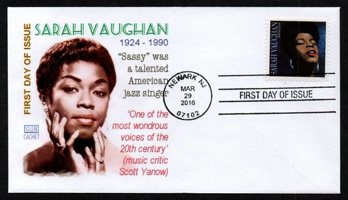 USA, SCOTT # 5059, GLEN FDC COVER - SARAH VAUGHAN, JAZZ SINGER, YEAR 2016