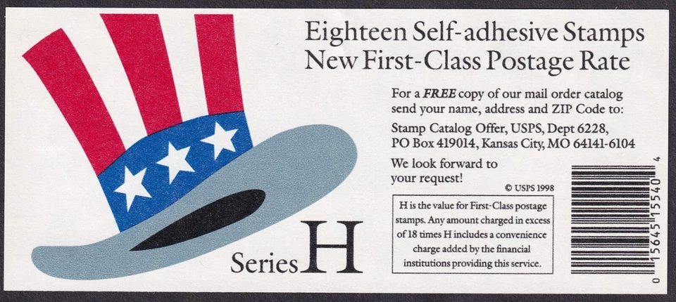 Scott #3269a Hat H Stamp Booklet Pane of 18 Stamps - MNH - Image 2 of 2