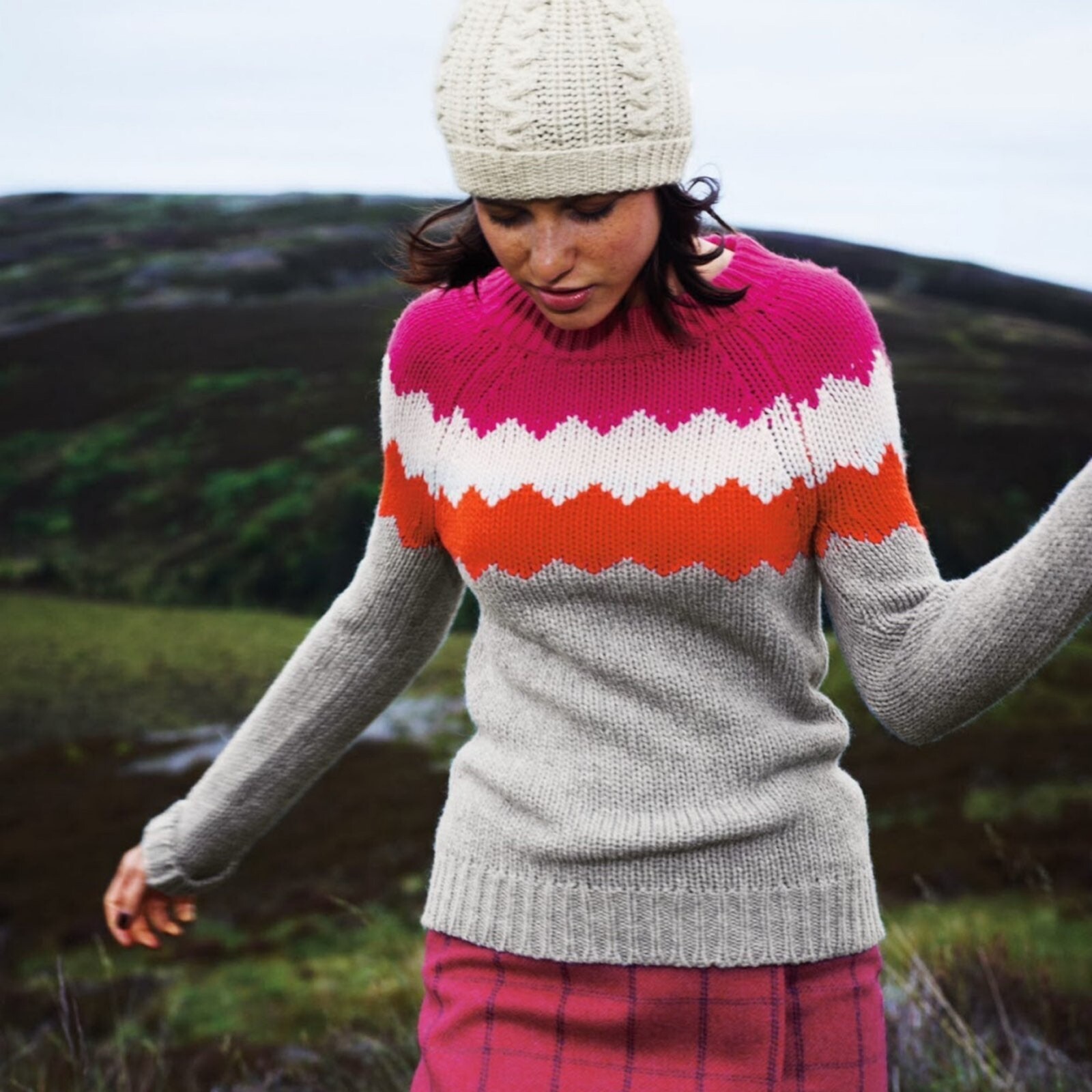 Boden Womens Red Alpaca Wool Chevron 