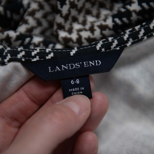 Lands' End Belted Wrap Style Houndstooth Fit & Flare Dress 6-8 - Picture 9 of 10