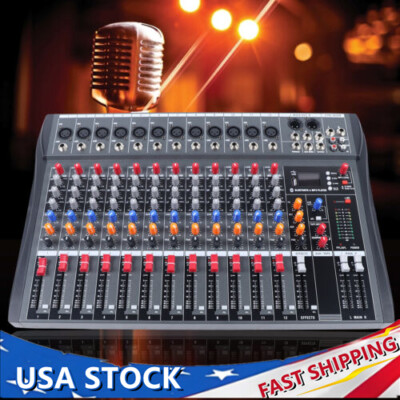 12 Channel USB Bluetooth Live Studio Audio Mixer Power Mixing Console Board US