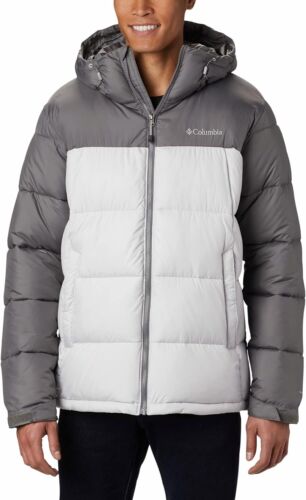 New Columbia Men's Pike Lake Hooded Insulated Jacket Hooded Puffer S-XXL Grey