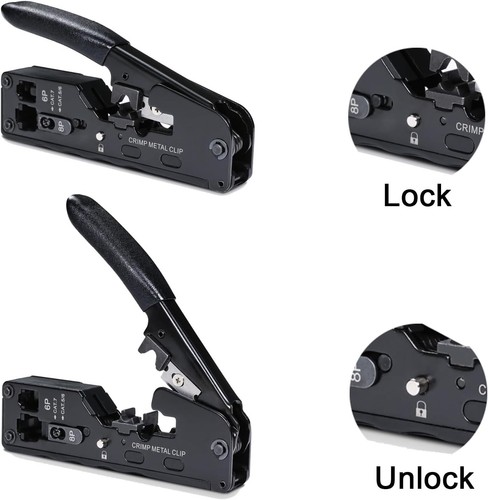 RJ45 RJ12 Crimp Tool Kit with 50 CAT6 Connectors, Covers & Wire Stripper - Afbeelding 6 van 11