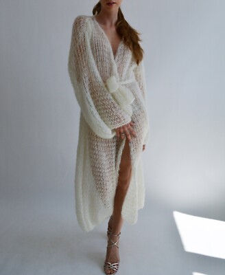 cream cardigan for dress Cally Open Front in M perfect for any occasion that calls for a touch of elegance Ivory cream long cardigan Mohair