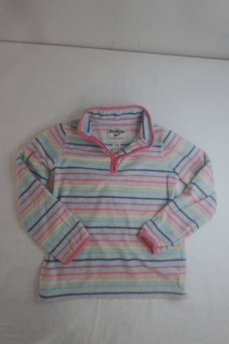 OshKosh B'gosh Girls 6X Rainbow Stripe Fleece Pullover 1/4 Zip Pastel Cozy - Picture 4 of 7
