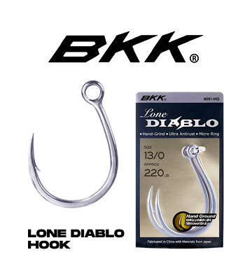 BKK Lone Diablo Hook - Single Hook Extra Strong Saltwater Resistant Single Hook Bait