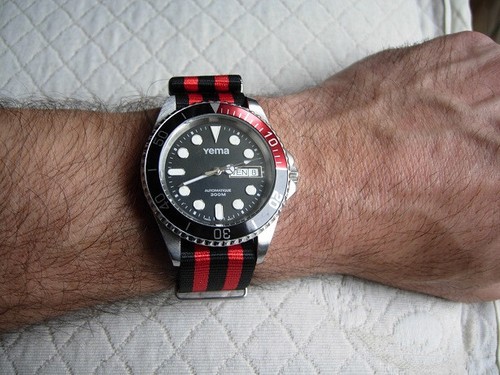 22 mm BRACELET OTAN "JAMES BOND PEPSI" NOIR ROUGE IDÉAL LIP NAUTIC SKI OU GMT - Photo 4/8