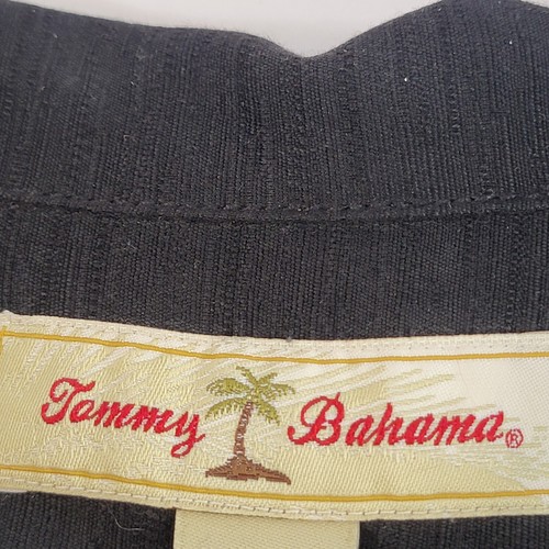 Tommy Bahama Men's 100% Silk Dress Shirt Short Sleeve Black Embroidered 2XL - Picture 4 of 6