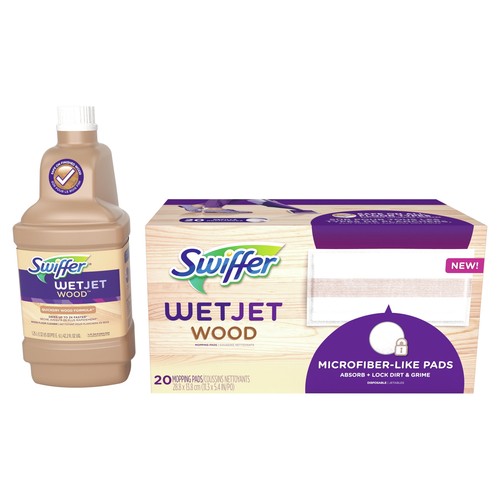WetJet Wood Mop Solution Refill and 20 Ct Wood Mop Pads