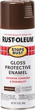 7775830 Stops Rust Spray Paint, 12 Oz, Gloss Leather Brown